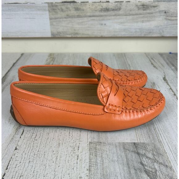 Talbots Women’s 6 Taylor Woven Orange Nectarine Driving Moccasin Loafers New - Picture 4 of 8